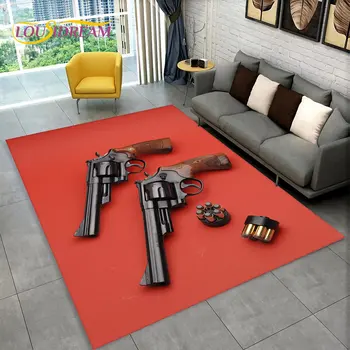 3D Saldırı Tüfeği Tabanca Kartuş Tabancası Alan Kilim, Halı Kilim Ev Oturma Odası Yatak Odası Kanepe Paspas Dekor, çocuk kaymaz Zemin Mat