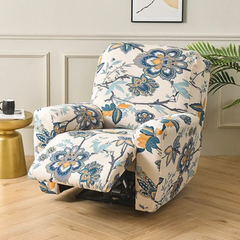 4 Adet Recliner kanepe kılıfı Oturma Odası için Elastik Çiçek Baskı Kanepe Koruyucu Cep Relax Recliner Sandalye Koltuk Örtüsü