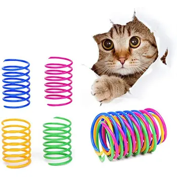 4 adet Yavru Kedi Oyuncak Geniş Dayanıklı Ağır Göstergesi Kedi Bahar Oyuncak Renkli Yaylar Kedi Pet Oyuncak Bobin Spiral Yaylar Pet Intera