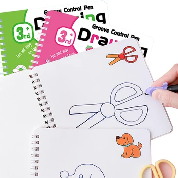 4 Kitap / set 3-8 yaşındaki Yeni Oluk Kalem Kontrol Eğitim Acemi Aydınlanma Uygulama çizim kitabı