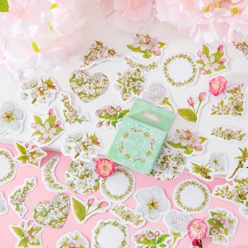 46 adet Yeşil bitki çiçek Dekoratif Kutulu Etiketler Scrapbooking Etiket Günlüğü Kırtasiye Albümü Telefon Kupası Günlüğü Planlayıcısı