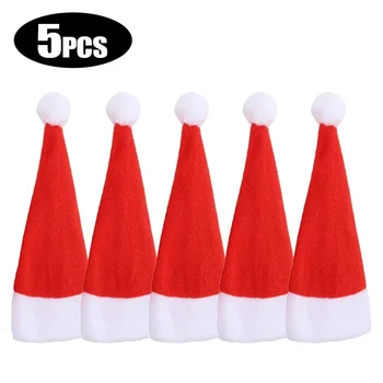 5 adet Noel çatal bıçak kabı Kapakları Noel Şapka Sofra Çanta Yeni Yıl Partisi Yemek Masası Organizatör Dekorasyon Malzemeleri