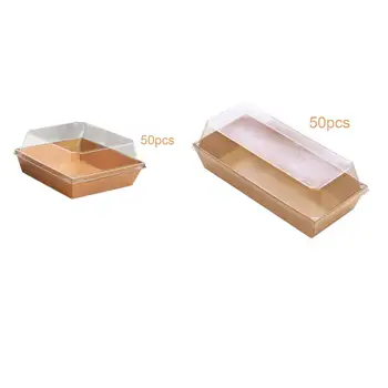 50 Adet Gıda şeffaf kapaklı kutular Dayanıklı Tepsi Kağıt Tatlı Kapları Taşınabilir Rulo Kurabiye Çilek Cupcakes Ekmek