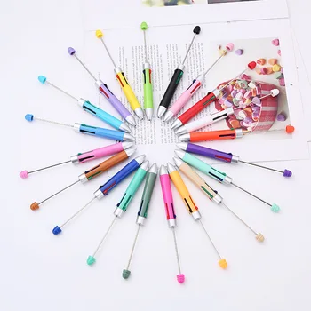 50 adet İş Dört Renk Yedekler Boncuklu Kalem Sevimli Okunabilir Tükenmez Kalemler DIY El Yapımı Hediye Renkli Hediye Tükenmez Kalem Yazma için