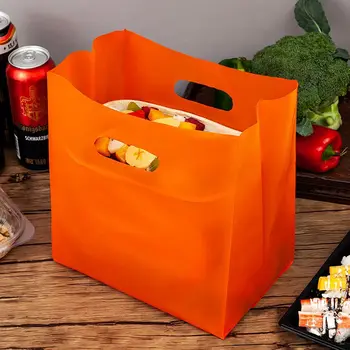 50 Adet Kalın plastik poşetler Düz Renk Takı Ambalaj Poşetleri Alışveriş Plastik hediye saplı çanta Ambalaj Poşetleri