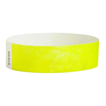 500 Adet Kağıt Bilekliği Neon Olay Bilekliği Renkli Bileklikler Su Geçirmez Kağıt Kulübü Kol Bantları (Sarı)