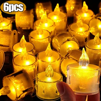 6/1 Adet LED Elektronik Mum Pil Kumandalı Alevsiz dekoratif mumlar Düğün Noel Doğum Günü Partisi Dekorasyon Mum Masa Lambası