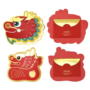 6 Adet 2024 Bahar Festivali Kırmızı Zarflar Yılı Ejderha Mini Kırmızı Paketleri Çin Yeni Yılı Şanslı Para Çantası Ay Yılı Dekor