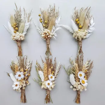 6 ADET Mini Kurutulmuş Çiçekler Düğün Sonbahar Dekorasyon Ev Dekor Açık Hediye Kutusu Düğün Süslemeleri Boho Küçük Çiçekler El Sanatları için