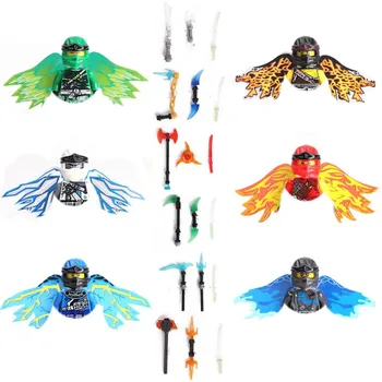 6 adet / takım Ninja Kanatları Modeli Yapı Taşları Jay Zane Kai Nya Lloyd Cole Mini Modeli Rakamlar Tuğla Çocuklar Noel Oyuncaklar