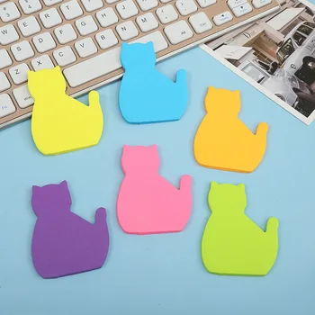 6 Pedleri Sevimli kedi Renk Kendinden Yapışkanlı Notlar Kendinden yapışkanlı Yapışkan Not Sevimli Bloknotlar Yazma Pedleri Çıkartmalar Paper30Sheets / Ped