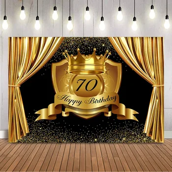 70th Doğum Günü Zemin Yetmiş Doğum Günü Partisi Dekorasyon Photocall Arka Plan Altın Perde Fotoğraf Arka Planında fotoğraf kabini Sahne