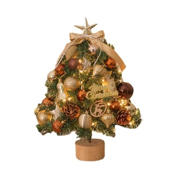 831B DIY masaüstü noel süslemeleri Mini Noel ağacı ışıkları ve süsler ile noel topları