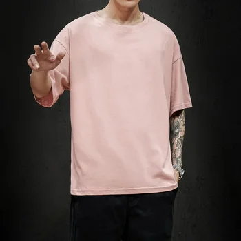 A2343 Yeni Yaz erkek T Shirt 2022 Moda Katı T Shirt Erkek Büyük Boy Hip Hop Kısa Kollu Casual Pamuk Erkek Streetwear