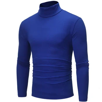 A2480 Sonbahar Kış erkek Termal Uzun Kollu Rulo Balıkçı Yaka T-Shirt Düz Renk Üstleri Erkek İnce Temel Streç Tee