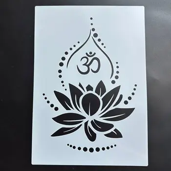 A4 29 * 21 cm DIY mandala kalıp boyama şablonlar damgalı fotoğraf albümü kabartmalı kağıt kartı ahşap kumaş duvar Lotus Buda İnanç