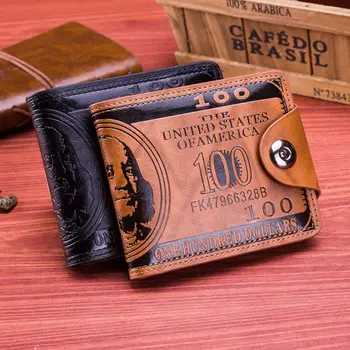 ABD Doları Desen Dolar Desen Cüzdan PU Deri Mıknatıs Toka Fotoğraf kart tutucu Büyük Kapasiteli Para Cebi Çanta Açık