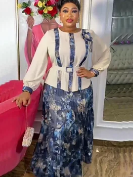 Afrika Giysi Kadınlar için 2 ADET Setleri Üstleri Ve Etek Takım Elbise Dashiki Ankara Türkiye Kıyafetler Kıyafeti Artı Boyutu Düğün Parti Elbiseler