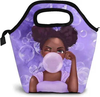 Afrika Kadınlar Termal Öğle Yemeği Çantası Kullanımlık Öğle Yemeği Kiti Yalıtımlı Siyah Kız yemek taşıma çantası soğutucu kutu İçin Yetişkin Erkek Kız yemek kabı