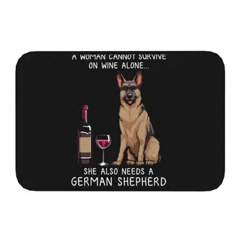 Alman Çoban Ve Şarap Komik Köpek Paspas Kaymaz Banyo Mutfak Mat Tuvalet Kapı Zemin Giriş Halı Kilim