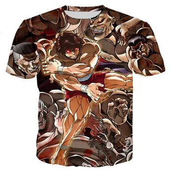 Anime Baki en Grappler 3D baskılı tişört Erkekler / kadınlar Yeni Moda Rahat Tarzı Tshirt Streetwear Boy Üstleri Dropshipping