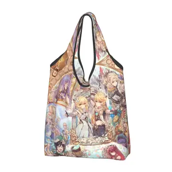 Anime Genshin Darbe Bakkal bez alışveriş çantası Kadın Komik Manga Kawaii Alışveriş omuzdan askili çanta Büyük Kapasiteli Çanta