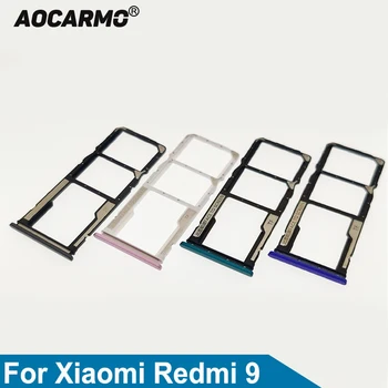Aocarmo XiaoMi Redmi İçin 9 Metal Plastik Nano Sım Kart Tepsi microSD Yuvası Tutucu Yedek parça