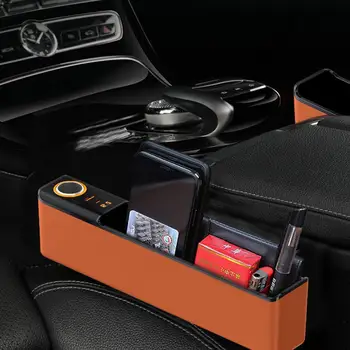 Araba koltuğu Çatlak saklama kutusu USB şarjlı DC12-24V Koltuk Yarık Cep Koltuk Organizatör Kart telefon tutucu