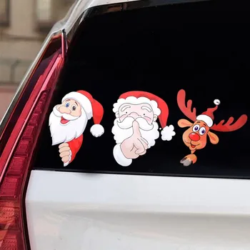 Araba Noel Pencere Çıkartmaları Noel Baba Şekli Pencere Çıkartmaları Tatil Ambiyans Duygusu Dekoratif Çıkartmalar Yeni Yıl 2024