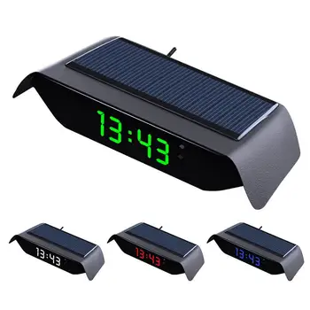 Araba Saat Araba Dijital Saatler Termometre İle Tarih Saat Sıcaklık Güneş Enerjili USB Şarj Evrensel Kablosuz Araba HUD