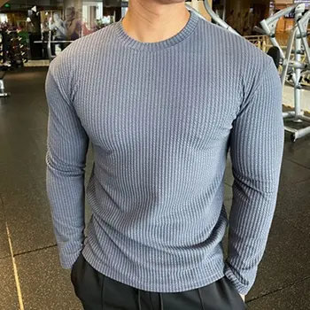 Artı Boyutu Moda Erkek T-shirt Uzun Kollu O-boyun Katı Rahat Bahar Sonbahar Tees Erkek Gömlek Gevşek Büyük Boy Üstleri Streetwear