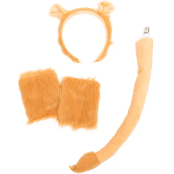Aslan kostüm hayvan papyon Cosplay Prop malzemeleri kuyruk kulaklar Headdress kafa bandı saç şeritler
