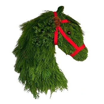 At Çelenkler Süslemeleri Ön Kapı İçin Güzel Noel At Kafası Noel Eğitim At baş Çelenk, Yapay Çelenkler