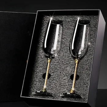 Avrupa Elmas Kristal şampanya kadehi Seti Yüksek Güzellik El Yapımı Yüksek Ayak Fincan Kabarcık Kupa Ev Şarap Seti Çift Çift Bardak