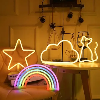 Ay ışığı LED Neon yıldırım bulutlar dudaklar şekilli işareti Neon ışık duvar lambası dekor çadır ev yatak odası düğün parti