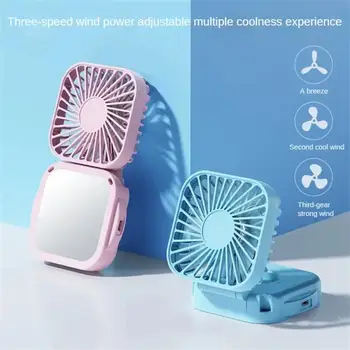 Ayna Cep Fan Şarj Edilebilir Mini Fanlar Masaüstü Dilsiz Fan Usb Küçük Fan Mini Fan Asılı Boyun Fanlar Mini Taşınabilir