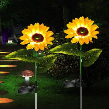 Ayçiçeği güneş ışıkları bahçe açık güneş Led ışıkları su geçirmez LED güneş lambası bahçe dekorasyon çim yolu