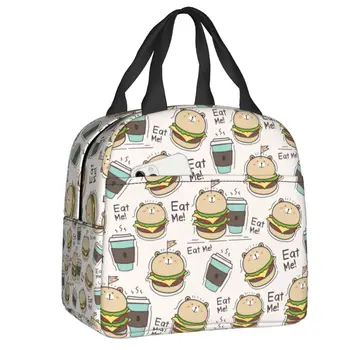 Ayı Burger Yalıtımlı Öğle Yemeği Çantası Kadınlar için Sızdırmaz Kahve Fincanı Soğutucu Termal yemek taşıma çantası Plaj Kamp Seyahat