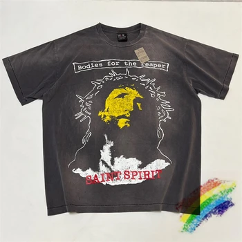 Aziz Michael T Shirt Erkek Kadın 1: 1 En Kaliteli İsa Cehennem Melek El Kesim Delik Kenarları T-shirt Tee
