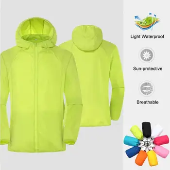 Açık Güneş Koruyucu Ceketler Unisex Ultralight Nefes Kadın Rüzgarlık Düz Renk Çabuk Kuruyan Su Geçirmez Balıkçılık Ceket