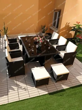 Açık Masa Sandalye Rattan Sandalye Avlu Balkon çay masası Kombinasyonu Eğlence Açık Su Geçirmez ve Güneş Koruma