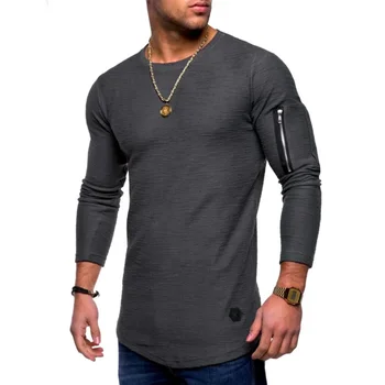 B7160 yeni T-shirt erkek ilkbahar ve yazlık t - shirt üst erkek uzun kollu pamuklu tişört vücut geliştirme katlanır