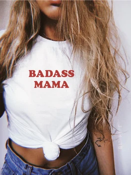 Badass Anne Tee Komik Anne Gömlek Yaz Kısa Kollu Crewneck Tumblr Tshirt Moda Grunge grafikli tişört Kıyafetler