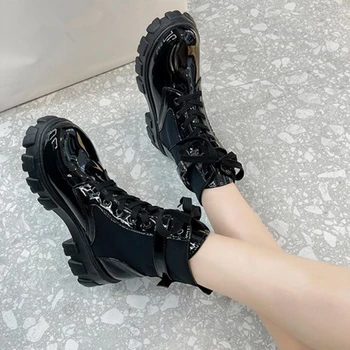 Bahar Sonbahar Çizmeler Ayakkabı Kadın yarım çizmeler Goth Ayakkabı Platformu Çizmeler Kar Patik Kadın Büyük Boy Botas Bayanlar moda ayakkabılar