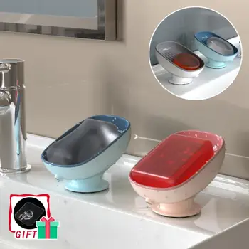 Banyo Sabunluk Tutucu Süper Vantuz ile Kendinden Drenajlı Sabun Konteyner Kutusu Banyo Mutfak Lavabo Aksesuarları