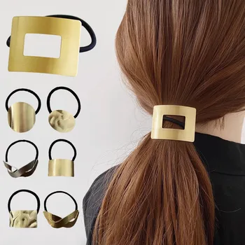 Basit Metal Tel Çekme Saç Halat Kadın Yüksek Elastik Lastik Bant Kafa Halat Mizaç Rahat Saç Halka Headdress