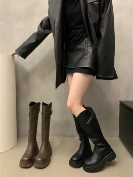 Bayan Botları Fermuar kadın kauçuk ayakkabı Yağmur Yuvarlak Ayak Kış Ayakkabı Seksi Uyluk Yüksek Topuklu Yüksek Seksi Med Sonbahar Lolita Kaya 202