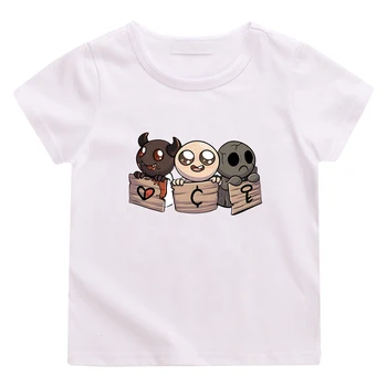 Bağlama Isaac T-Shirt Kawaii Oyun Baskı Karikatür Tee-shirt %100 % Pamuk Erkek / Kız Yaz Tshirt Çocuk Sevimli Grafik