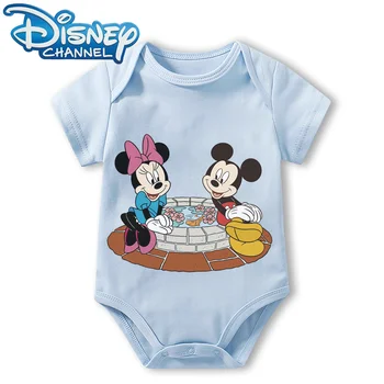 Bebek Giysileri Bodysuit Yenidoğan Bebek Tulum Erkek Kız Disney Mickey Mouse Kısa Kollu Romper Onesies 0 İla 12 Ay