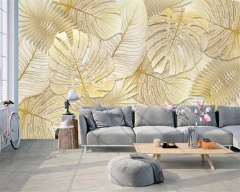beibehang Özel duvar kağıdı 3D fotoğraf duvar İskandinav zengin ve zarif tropikal yağmur ormanları altın muz yaprağı bahçe duvar kağıdı duvar resimleri